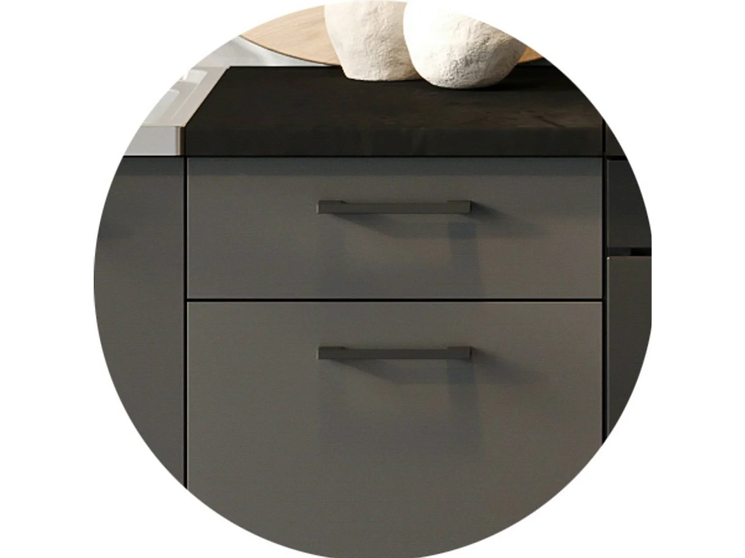 Cozinha Rostas, Modular Eletrodomésticos não incluídos, Preto Antracite, Minicozinha, uma Gaveta, uma Prateleira