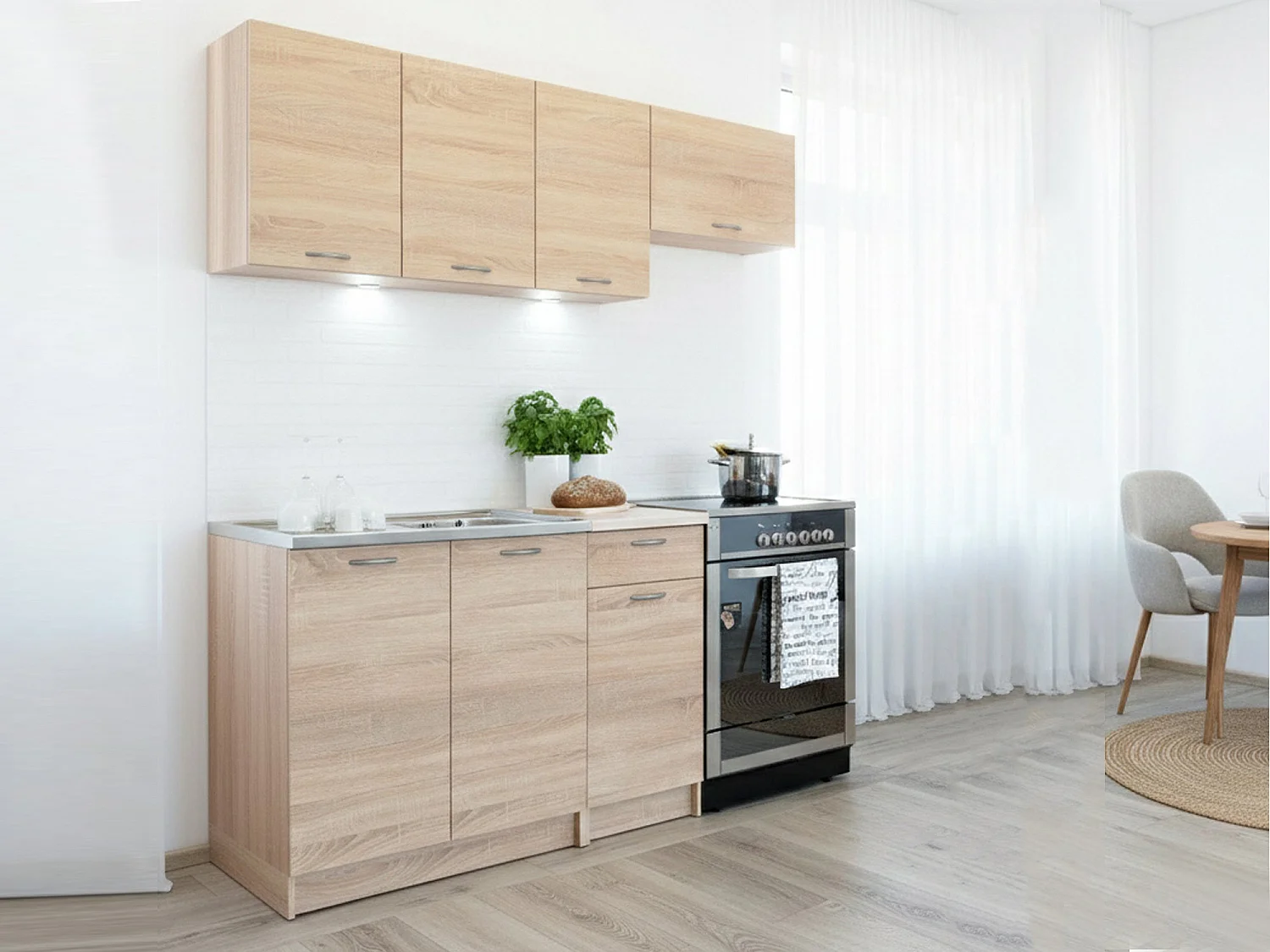 Cuisine Complète Terceira, un Tiroir, Chêne Brun, Électroménagers non inclus