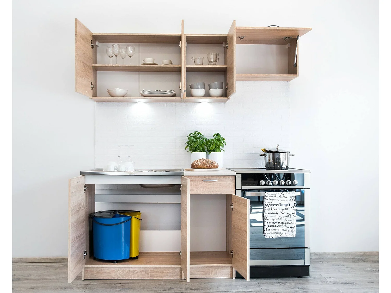 Cucina Completa Terceira, un Cassetto, Elettrodomestici non inclusi, Marrone Rovere