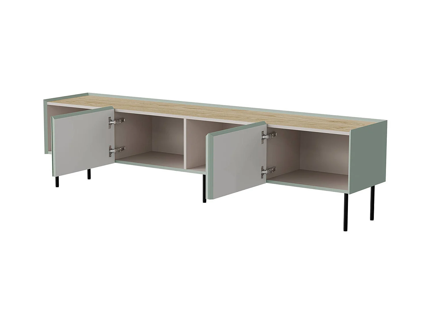 Meuble TV Novas, une étagère, 40x200x52h cm Vert Chêne