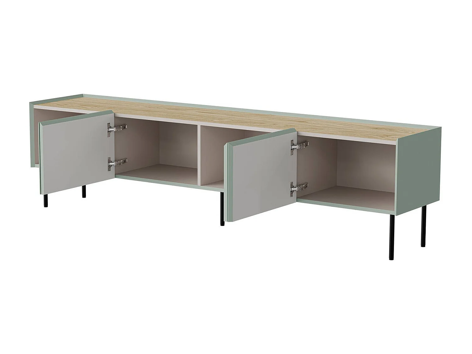 Meuble TV Novas, une étagère, 40x200x52h cm Vert Chêne