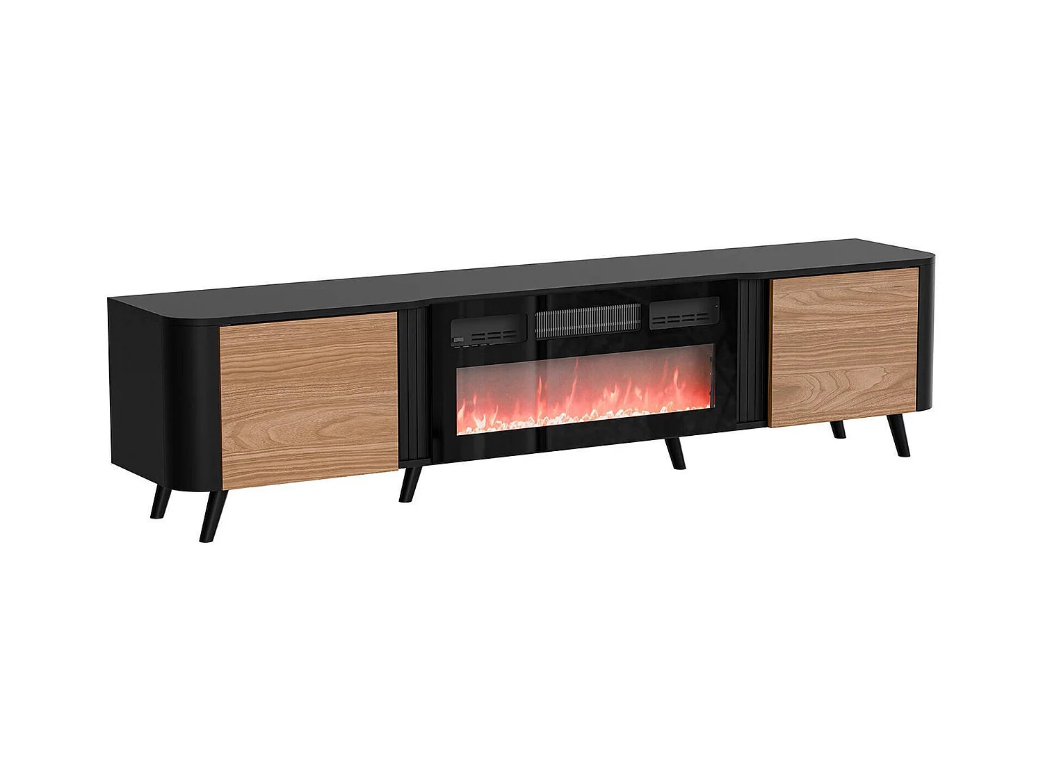 Meuble TV Tomar, 2 étagères, 40x190,5x58h cm Noir