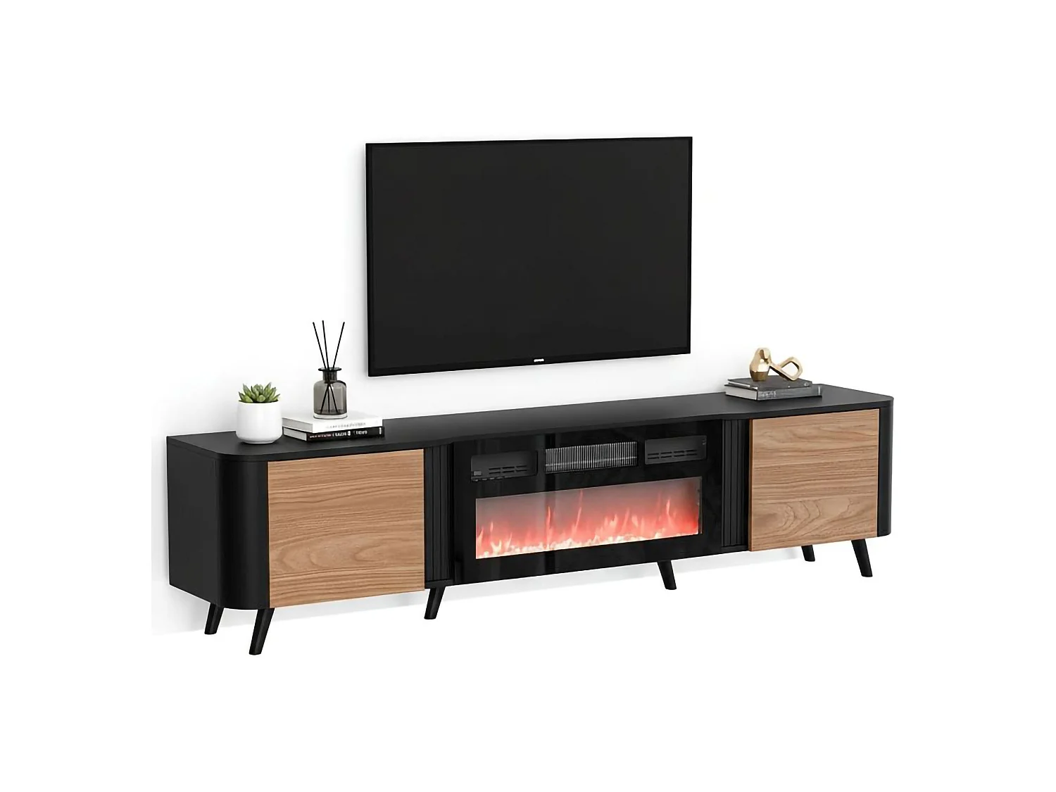 TV-Schrank Tomar, 2 Ablagen, 40x190,5x58h cm Schwarz