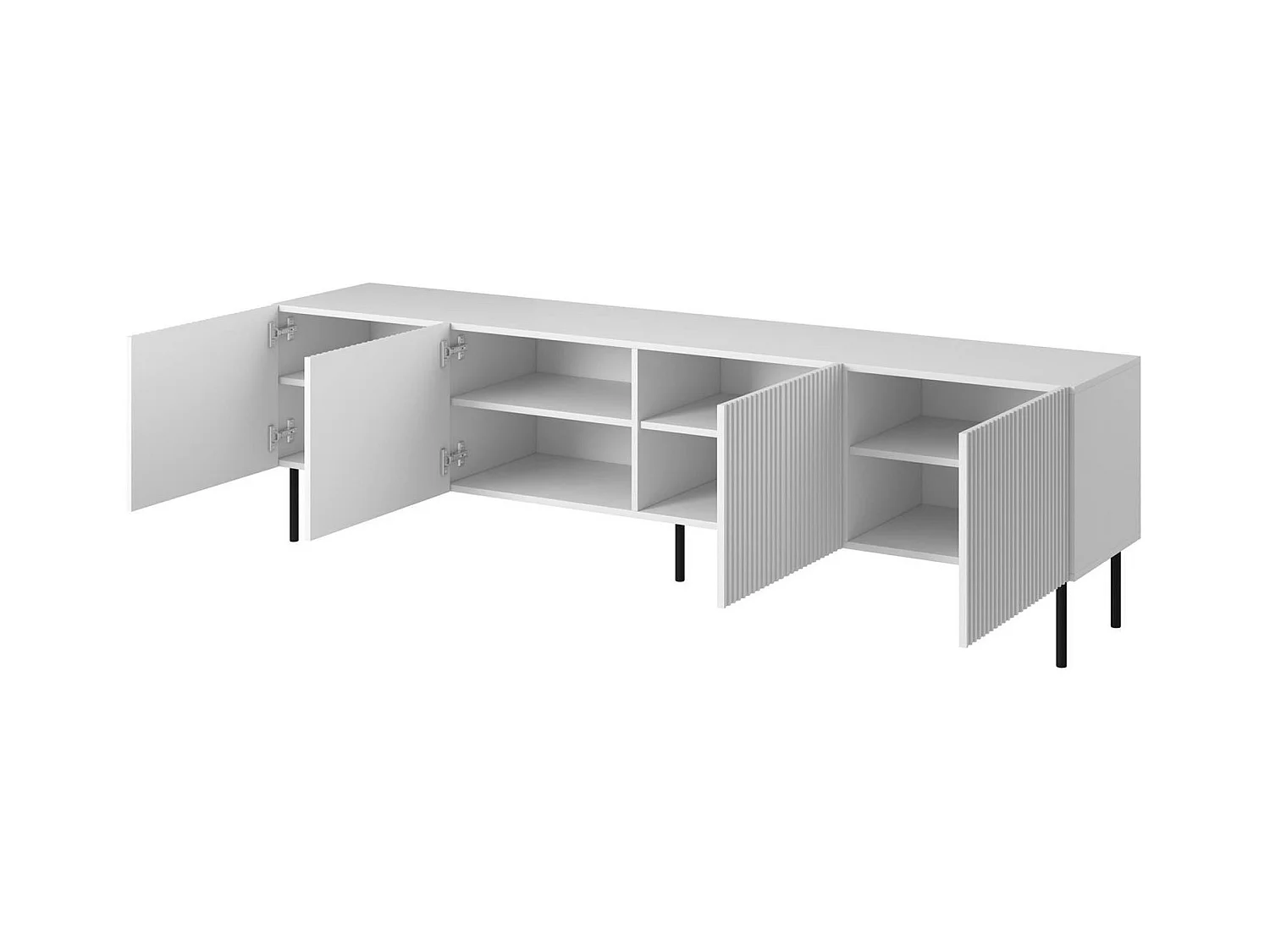 Meuble TV Gandra, 4 Étagères, 42x200x52h cm Blanc