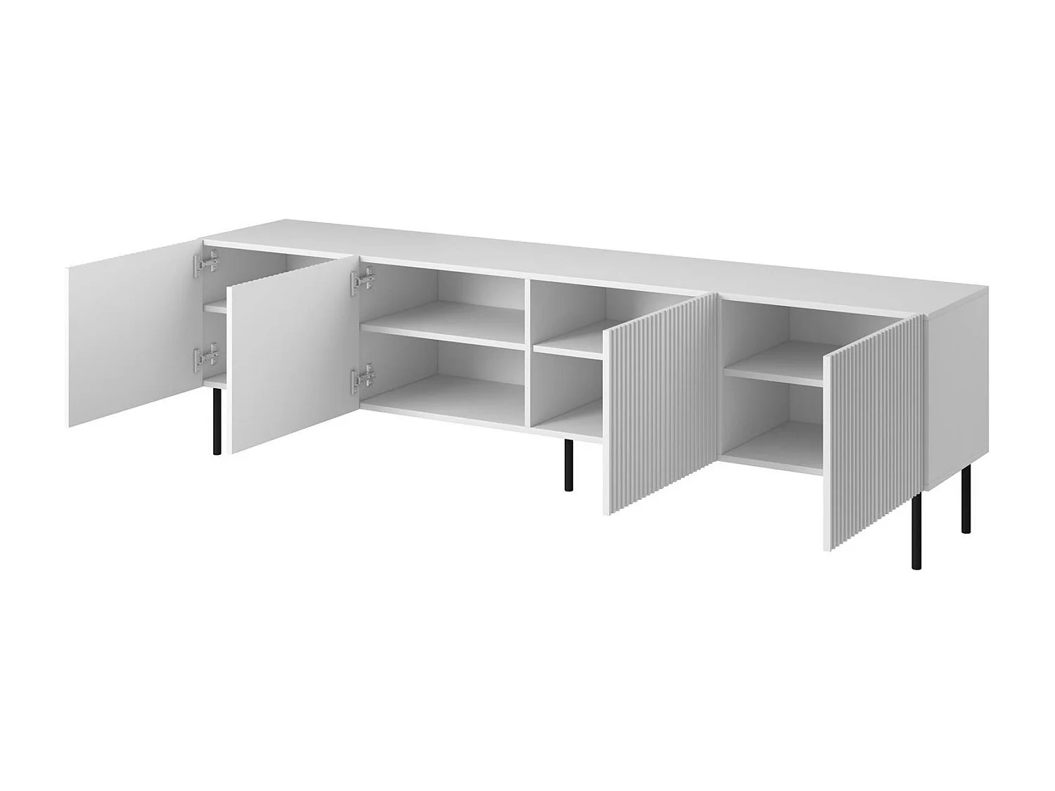 Meuble TV Gandra, 4 Étagères, 42x200x52h cm Blanc