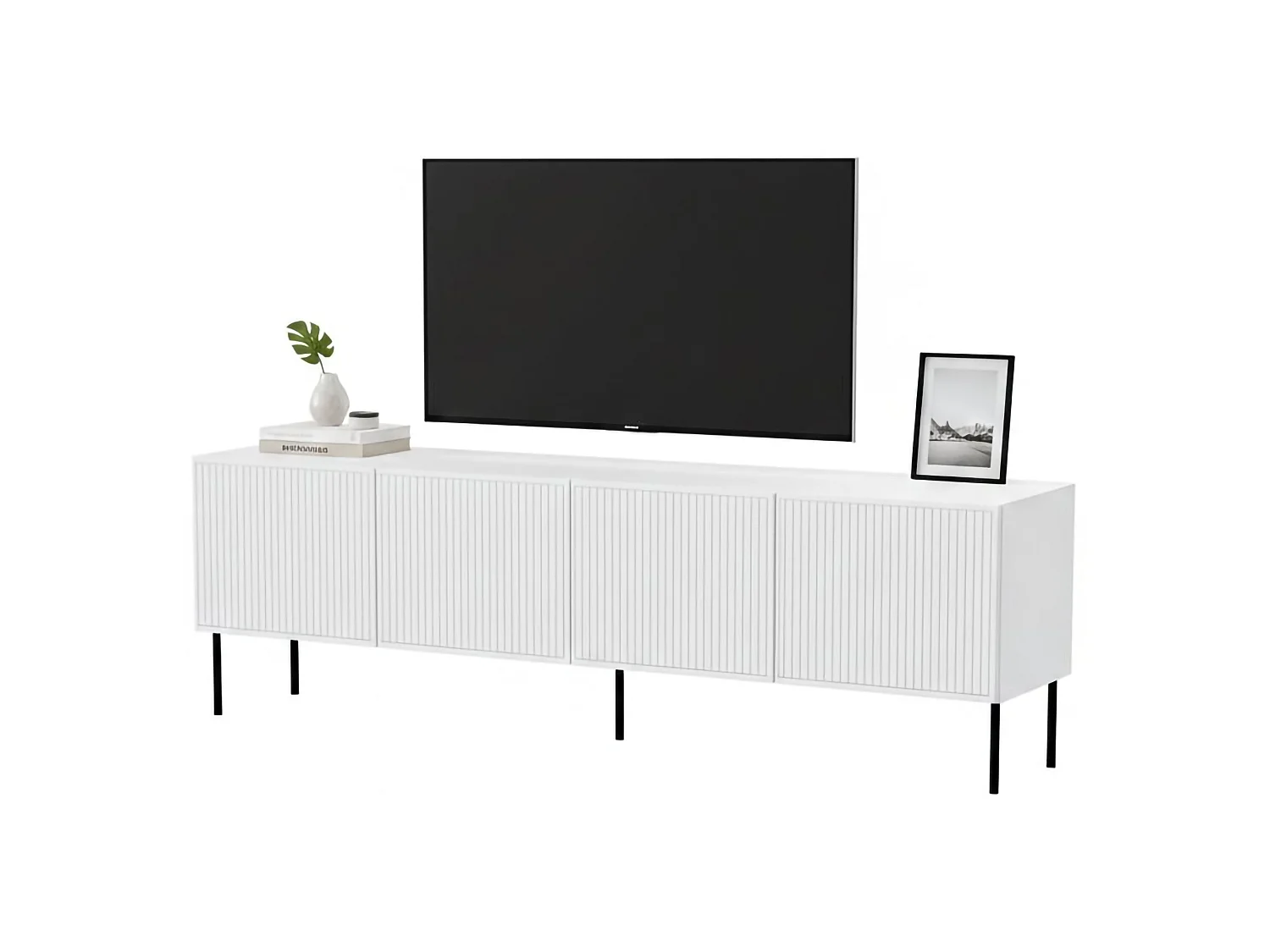 Mobile Porta tv Gandra, 4 Ripiani, 42x200x52h cm Bianco