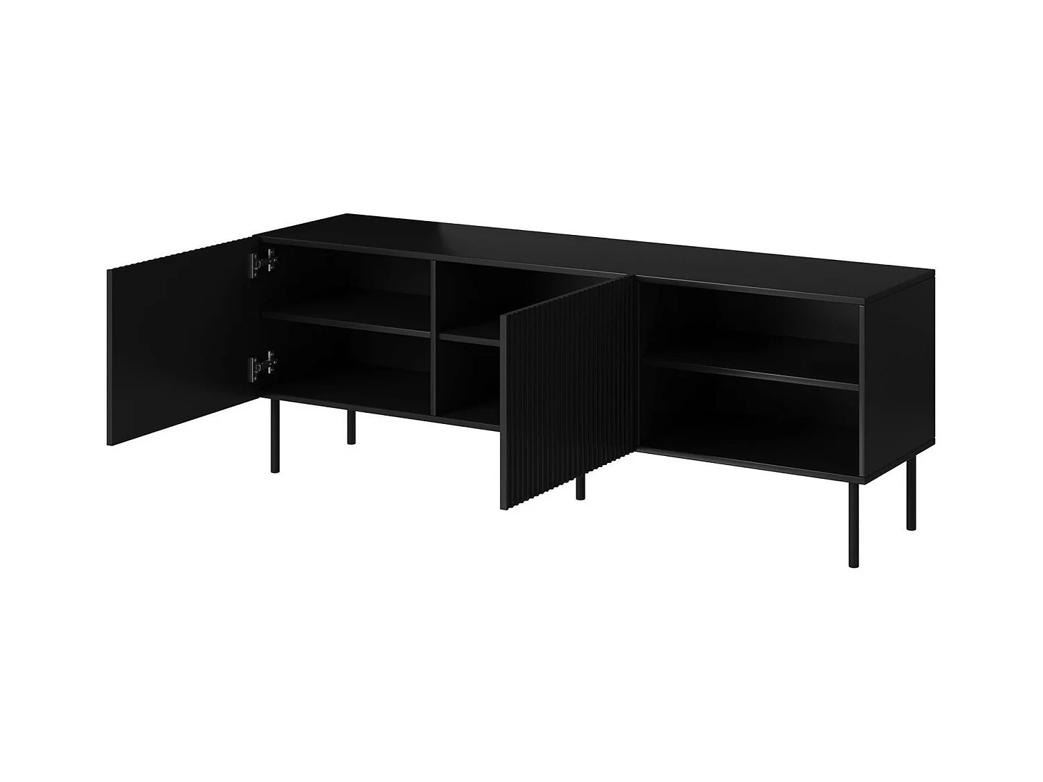 Meuble TV Gouveia, 3 étagères, 42x150x52h cm Noir