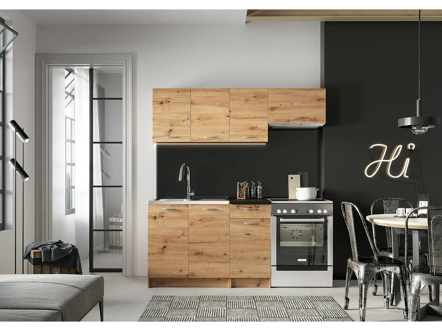 Cucina Completa Terceira, un Cassetto, Marrone Rovere Nodi