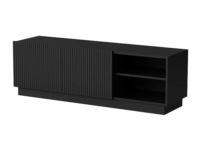 Mobile porta TV Finita, Madia da salotto con due ante battenti, Design minimal e moderno, 150x40 h48 cm, Nero