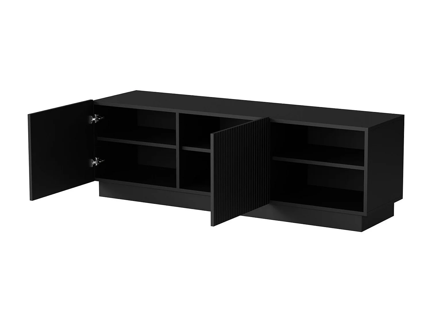 Mobile porta TV Finita, Madia da salotto con due ante battenti, Design minimal e moderno, 150x40 h48 cm, Nero