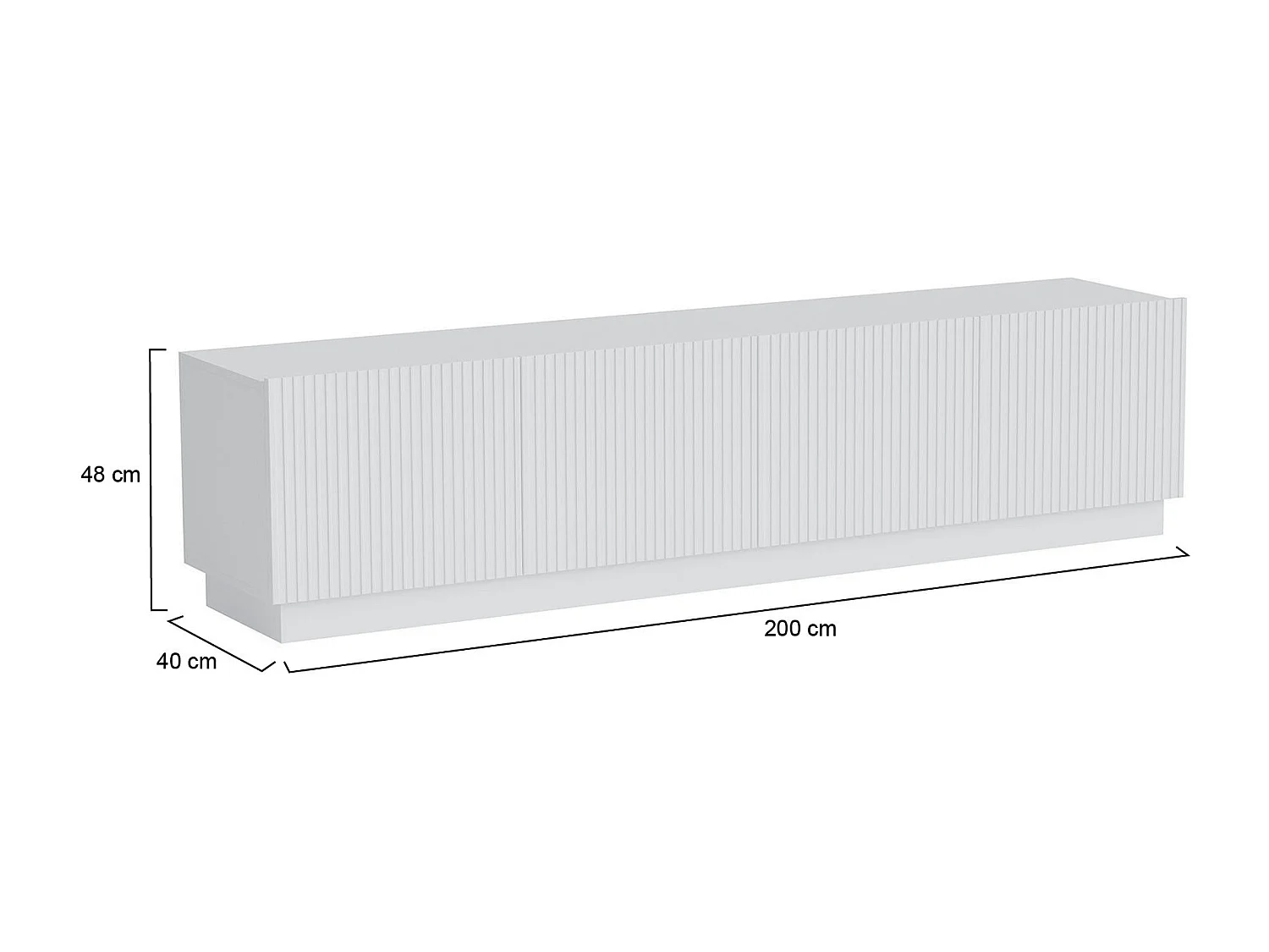 Meuble TV Horta, 4 Étagères, 40x200x48h cm Blanc
