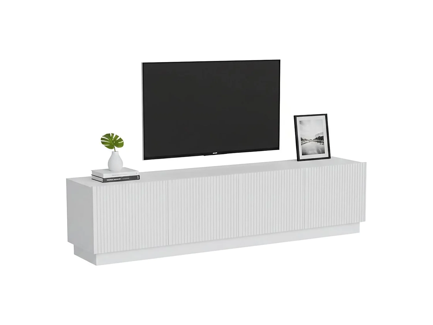 Meuble TV Horta, 4 Étagères, 40x200x48h cm Blanc