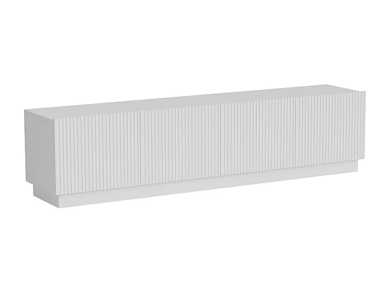 Mobile porta TV Macherio, Madia da salotto con quattro ante battenti, Design minimal e moderno, 200x40 h48 cm, Bianco