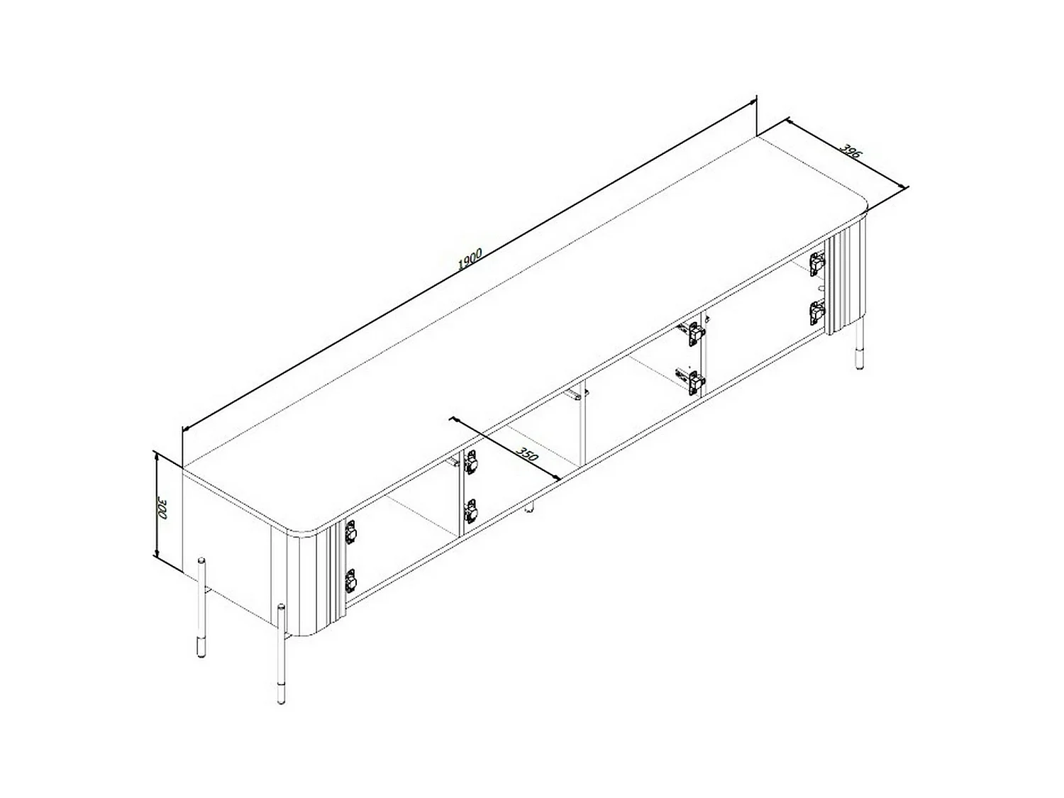 Meuble TV Fiaes, une étagère, 39,6x190x50h cm Beige