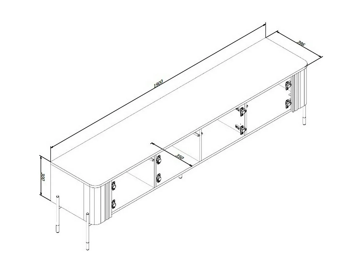 Meuble TV Fiaes, une étagère, 39,6x190x50h cm Beige