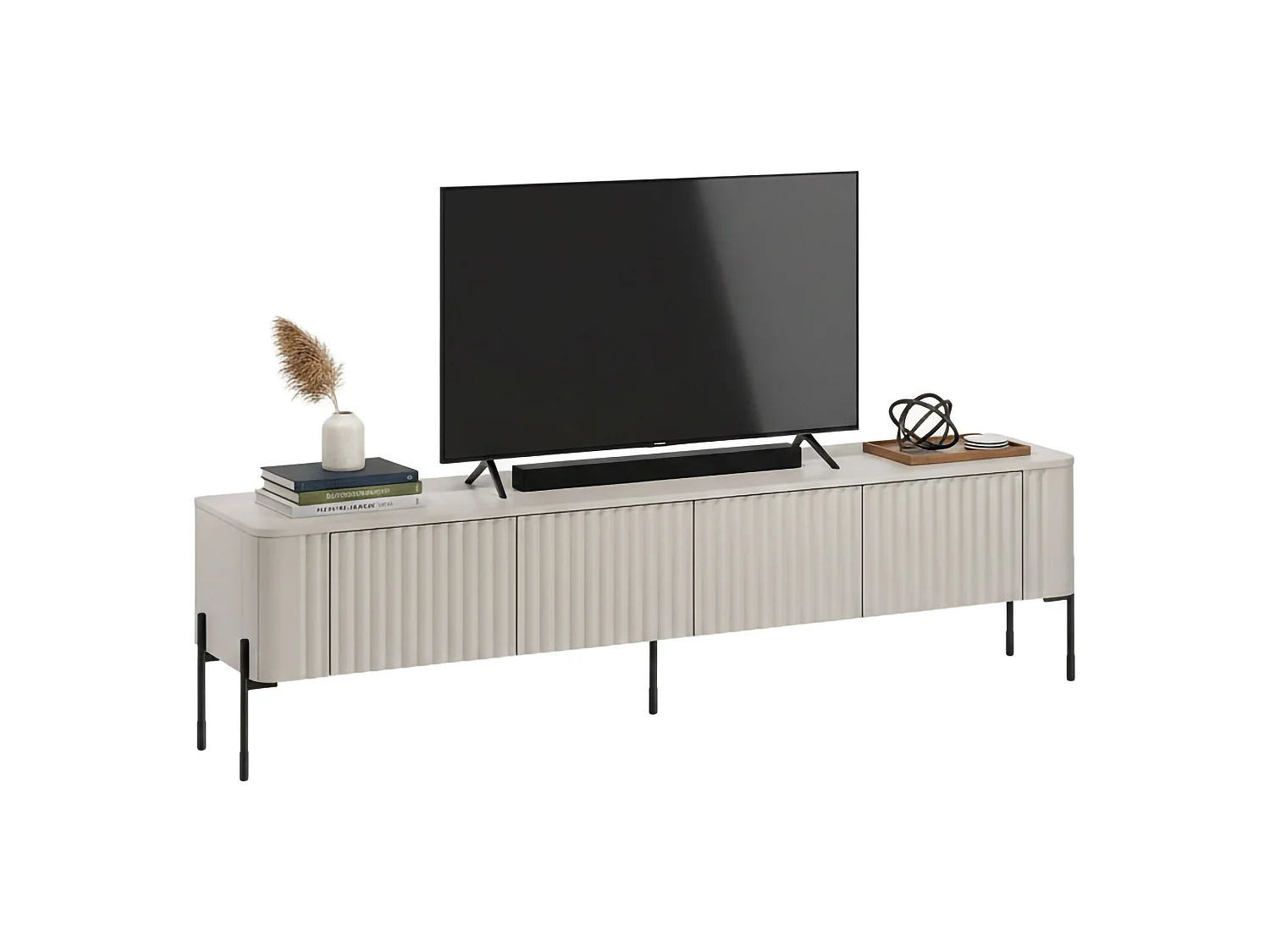Meuble TV Fiaes, une étagère, 39,6x190x50h cm Beige