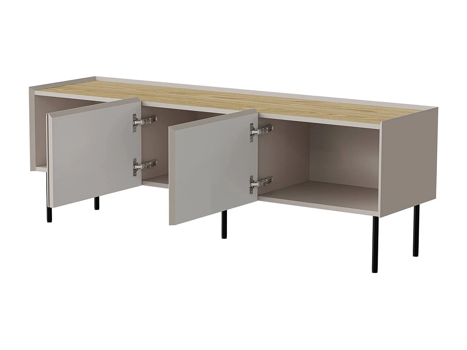 Meuble TV Vendas, une étagère, 40x150x52h cm Beige Chêne