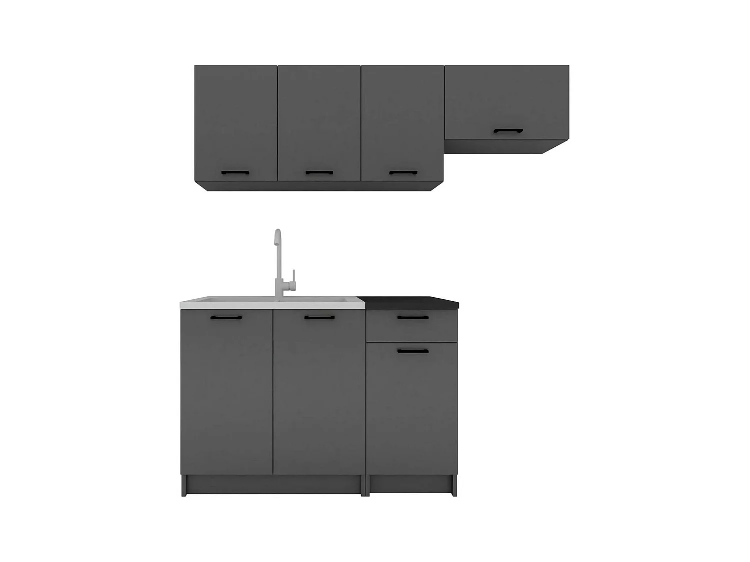 Cuisine complète Cormons, ensemble compact et fonctionnel avec portes et tiroir, anthracite