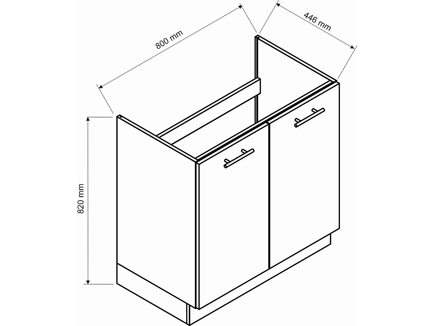 Cuisine Cormone, une étagère, noir anthracite, kitchenette, modulable, un tiroir, Électroménagers non inclus