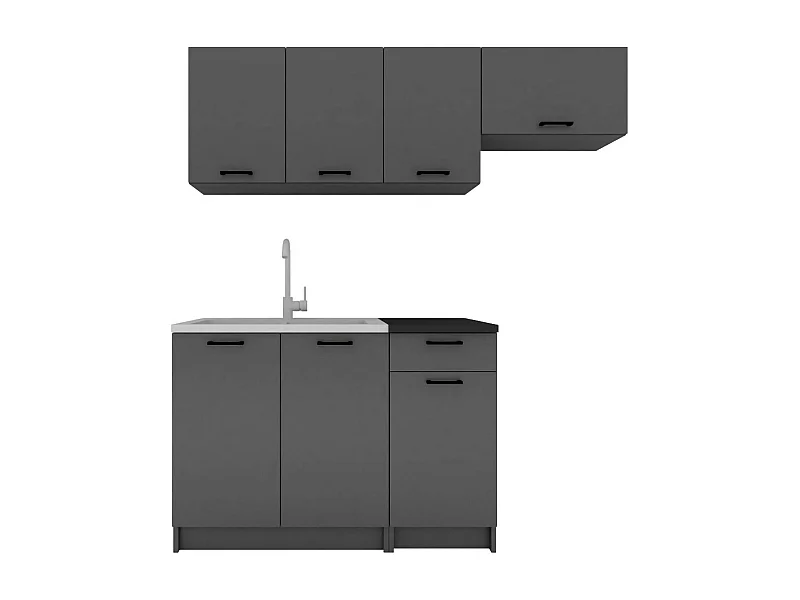 Cuisine complète Cormons, ensemble compact et fonctionnel avec portes et tiroir, anthracite