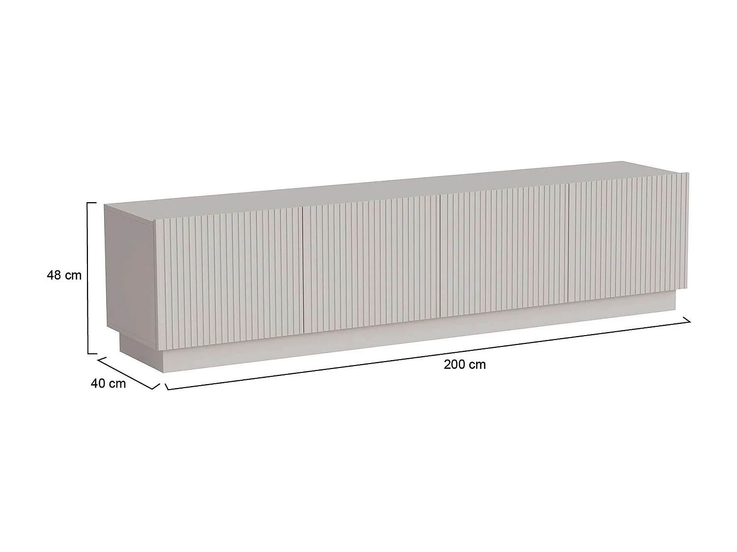 Meuble TV Horta, 4 étagères, 40x200x48h cm Beige