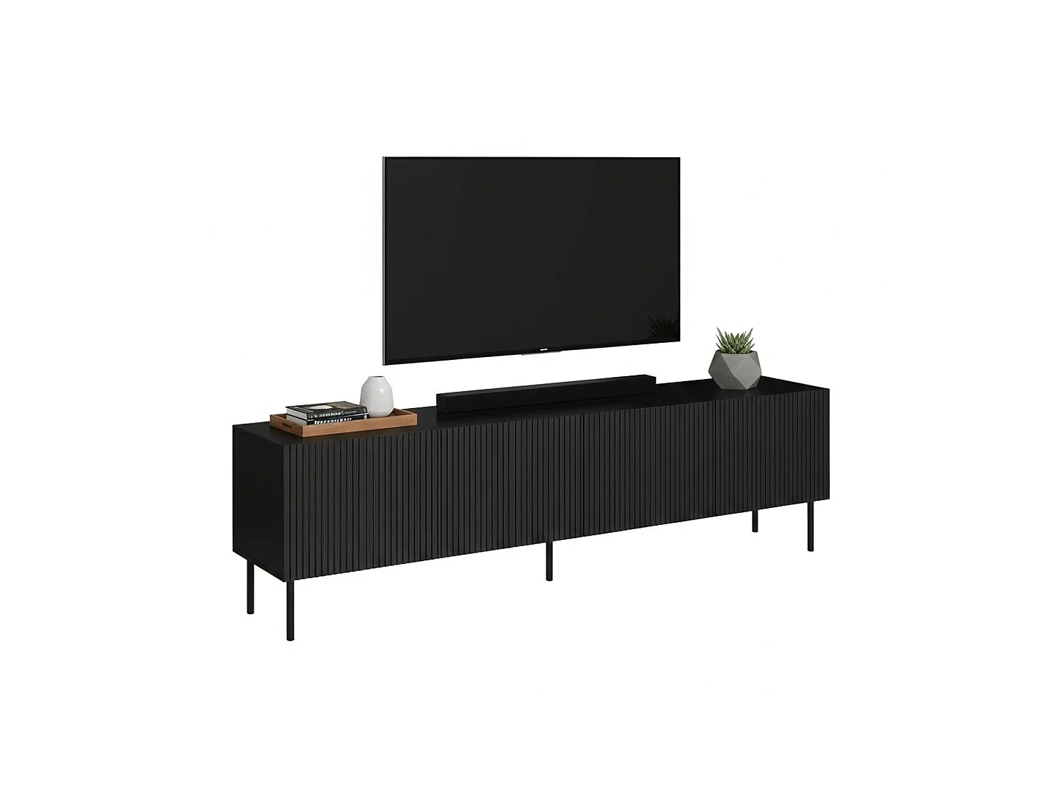 Mobile Porta tv Gandra, 4 Ripiani, 42x200x52h cm Nero