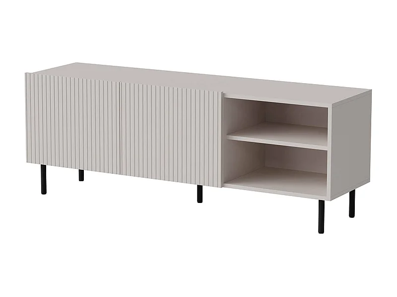 Mobile porta TV Molini, Madia da salotto con quattro ante battenti, Rialzato da terra, 150x42 h52 cm, Beige