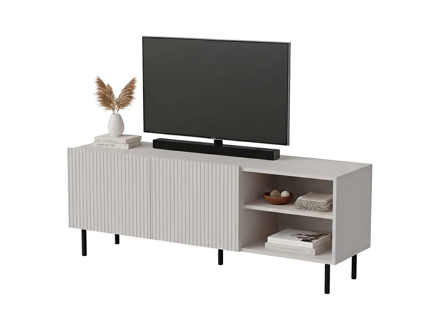 Meuble TV Gouveia, 3 étagères, 42x150x52h cm Beige
