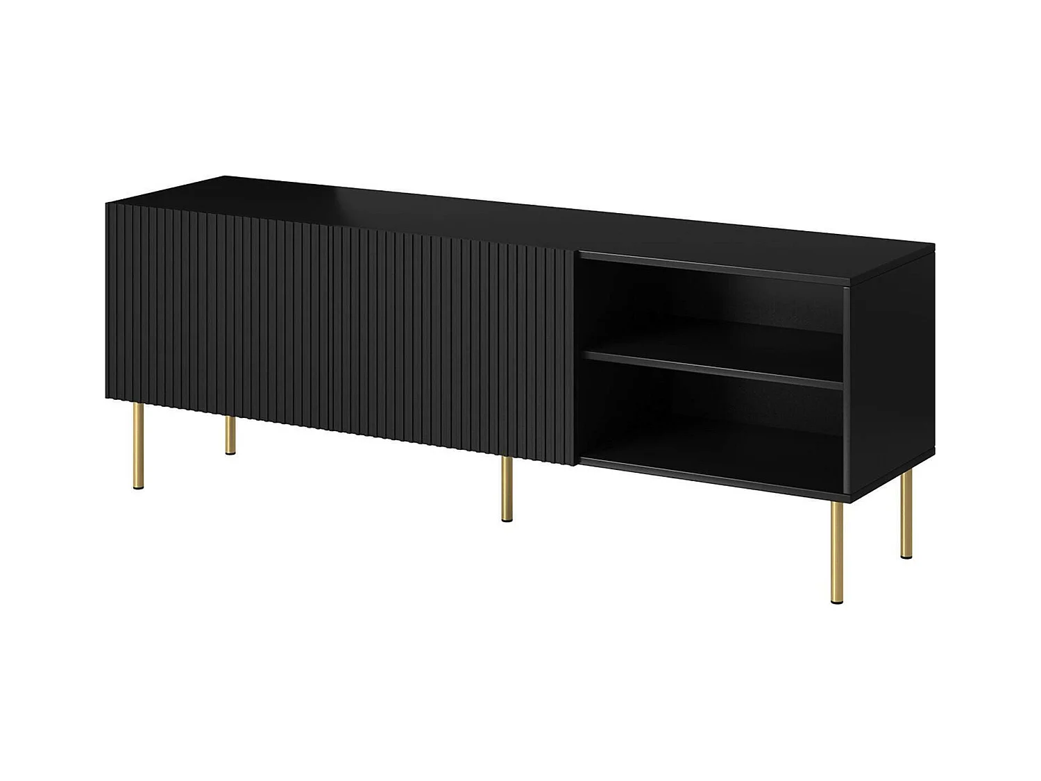 Meuble TV "Guarda", 3 étagères, 42x150x52h cm Noir