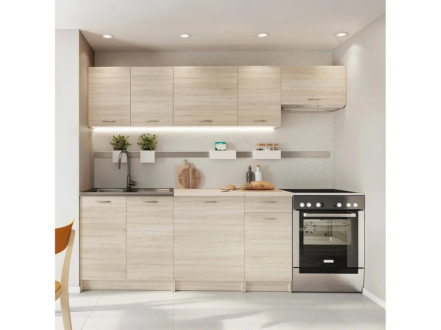 Cucina Completa Fuzeta, un Cassetto, Marrone Rovere