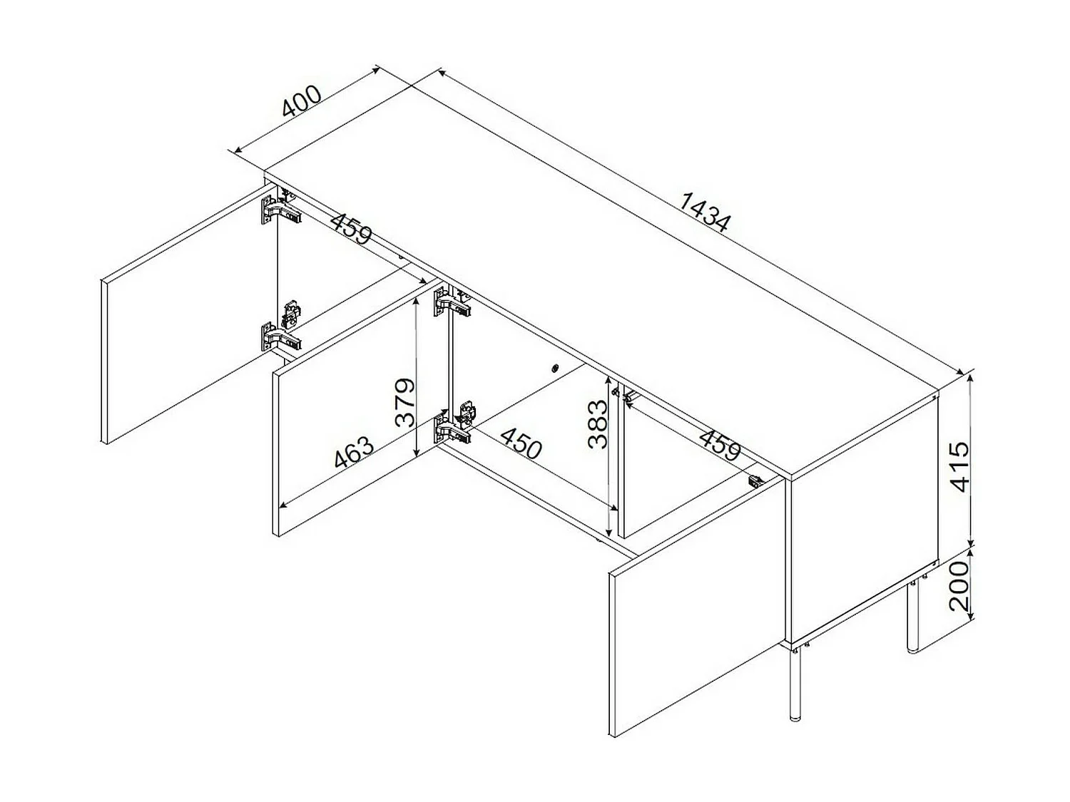 Meuble TV Vizela, une étagère, 40x143,5x61,5h cm Beige