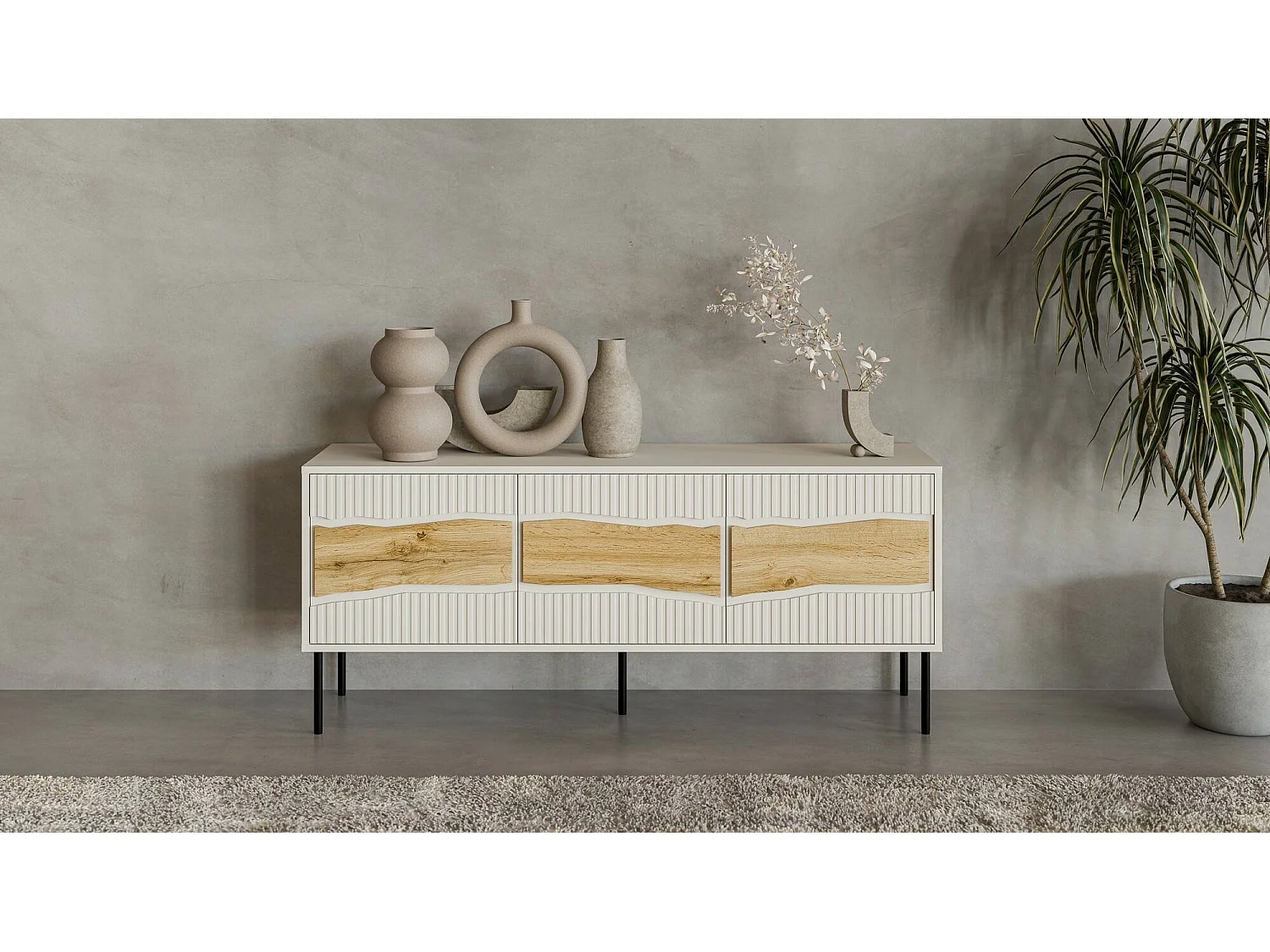 Meuble TV Vizela, une étagère, 40x143,5x61,5h cm Beige