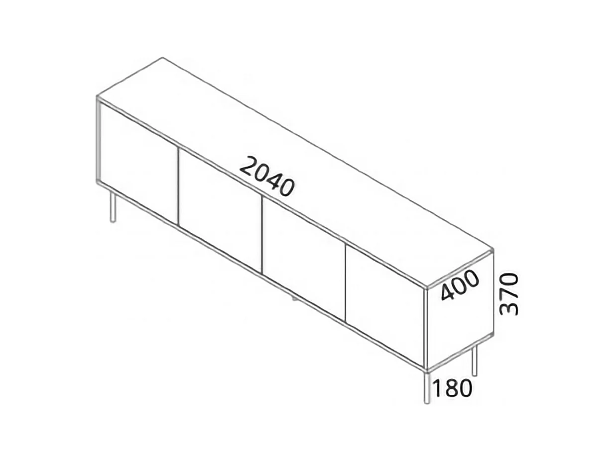 Meuble TV Seixal, 4 étagères, 40x204x55h cm Noir