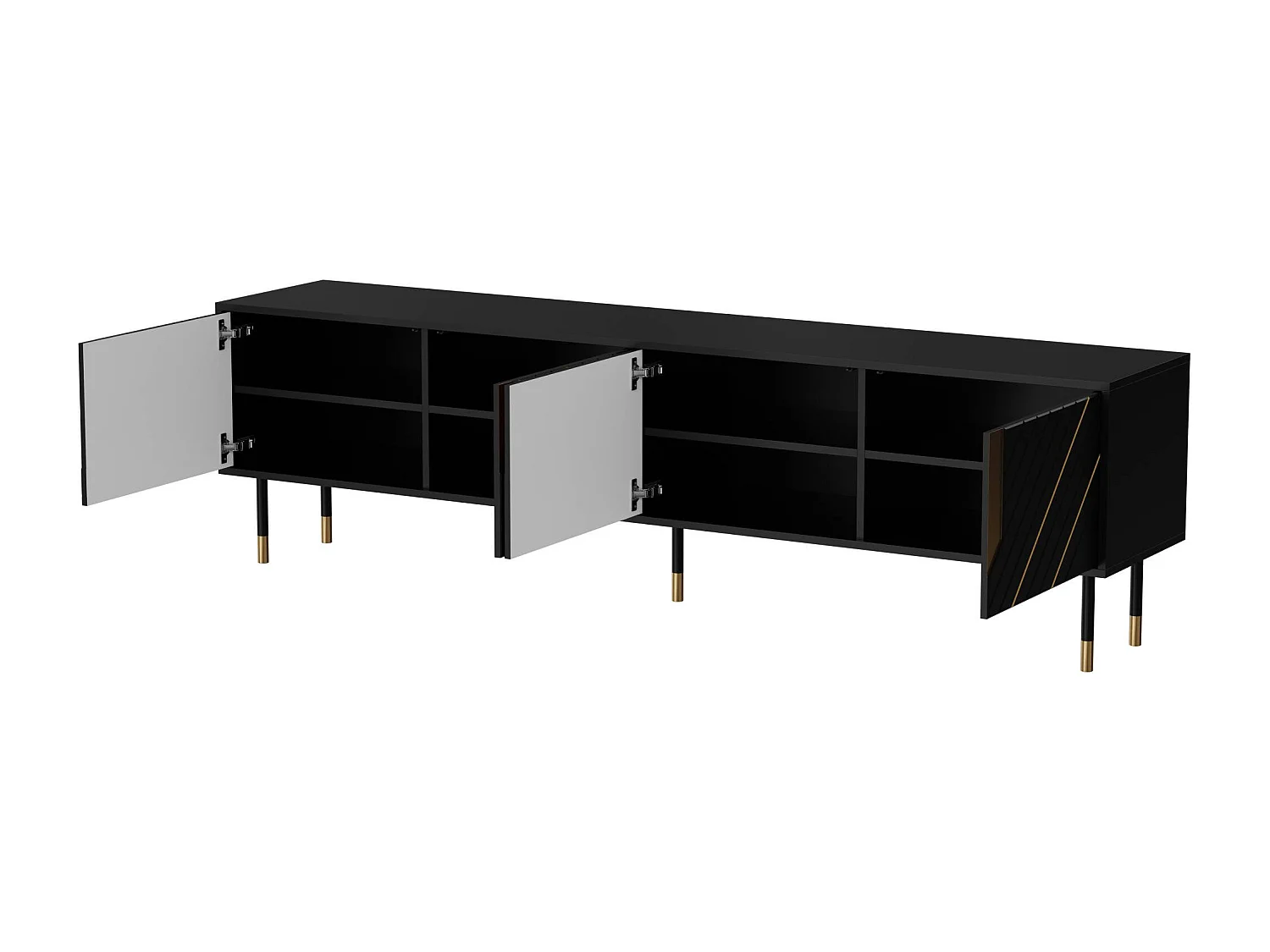 Meuble TV Seixal, 4 étagères, 40x204x55h cm Noir