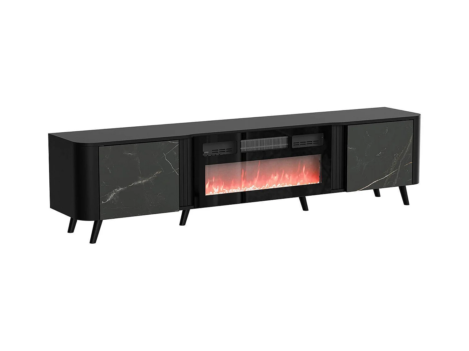 Meuble TV Tomar, 2 étagères, 40x190,5x58h cm Gris