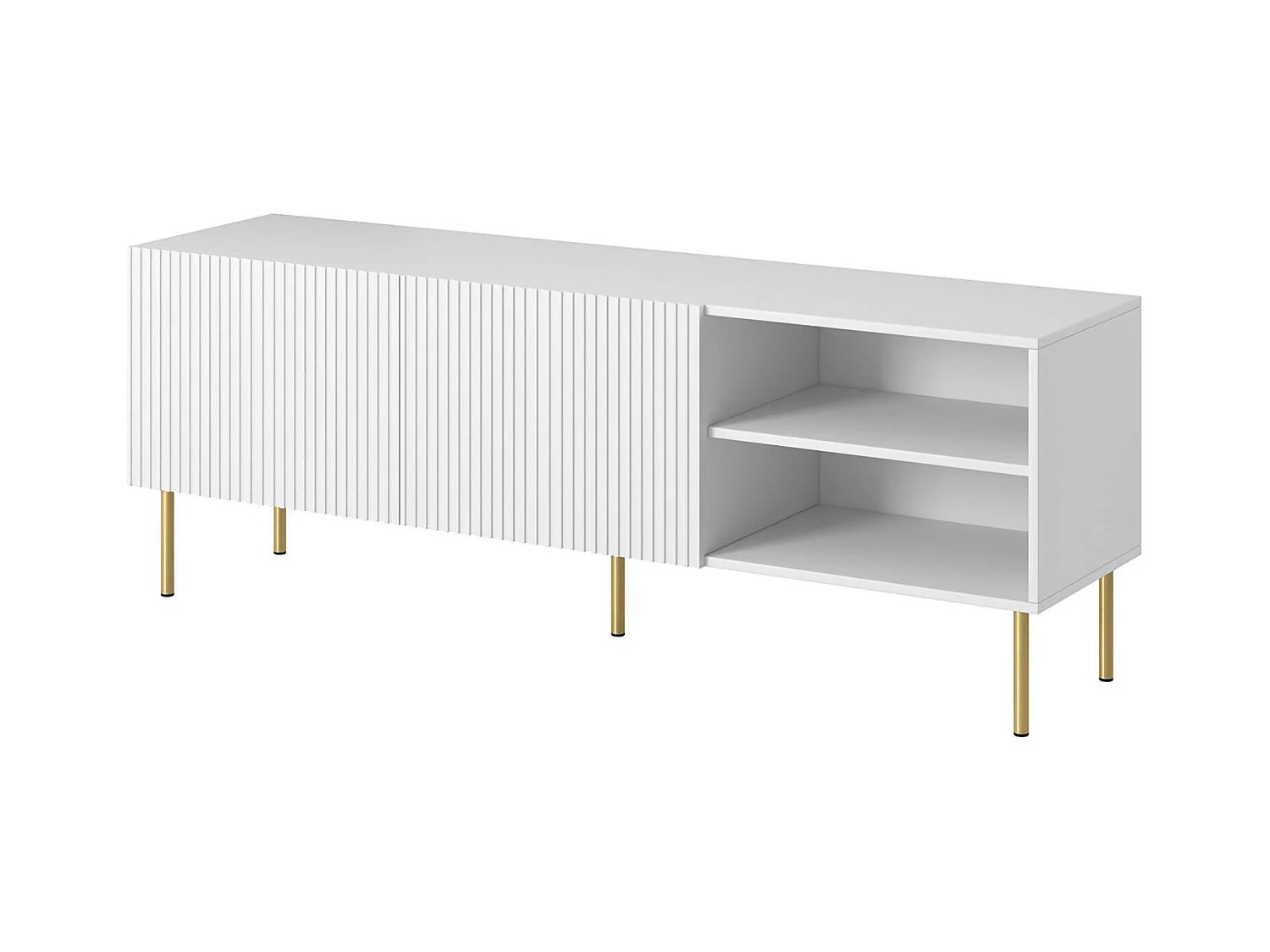 Meuble TV "Regarde", 3 étagères, 42x150x52h cm, Blanc