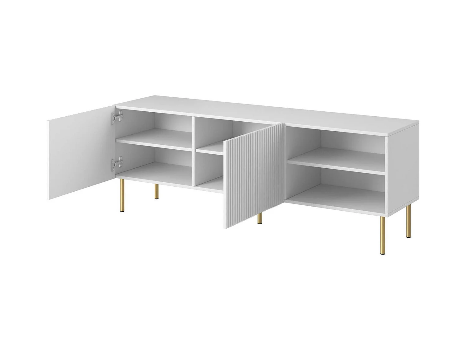 Meuble TV "Regarde", 3 étagères, 42x150x52h cm, Blanc