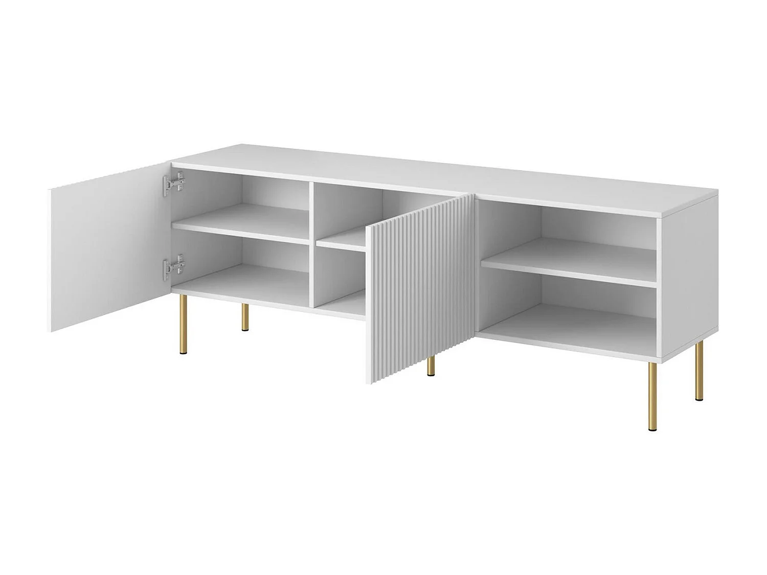 Meuble TV "Regarde", 3 étagères, 42x150x52h cm, Blanc