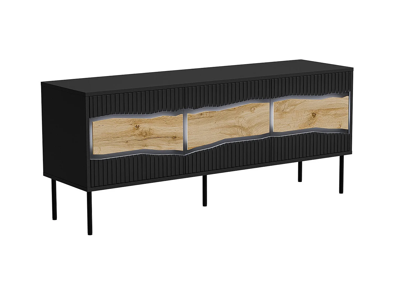 Meuble TV Vizela, une étagère, 40x143,5x61,5h cm Noir