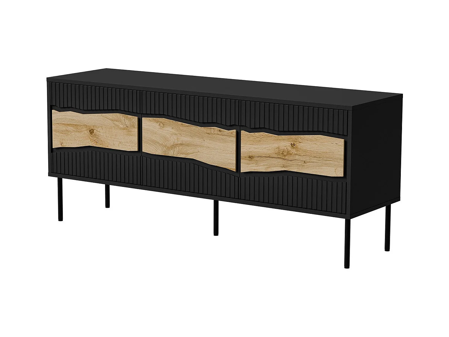 Meuble TV Vizela, une étagère, 40x143,5x61,5h cm Noir