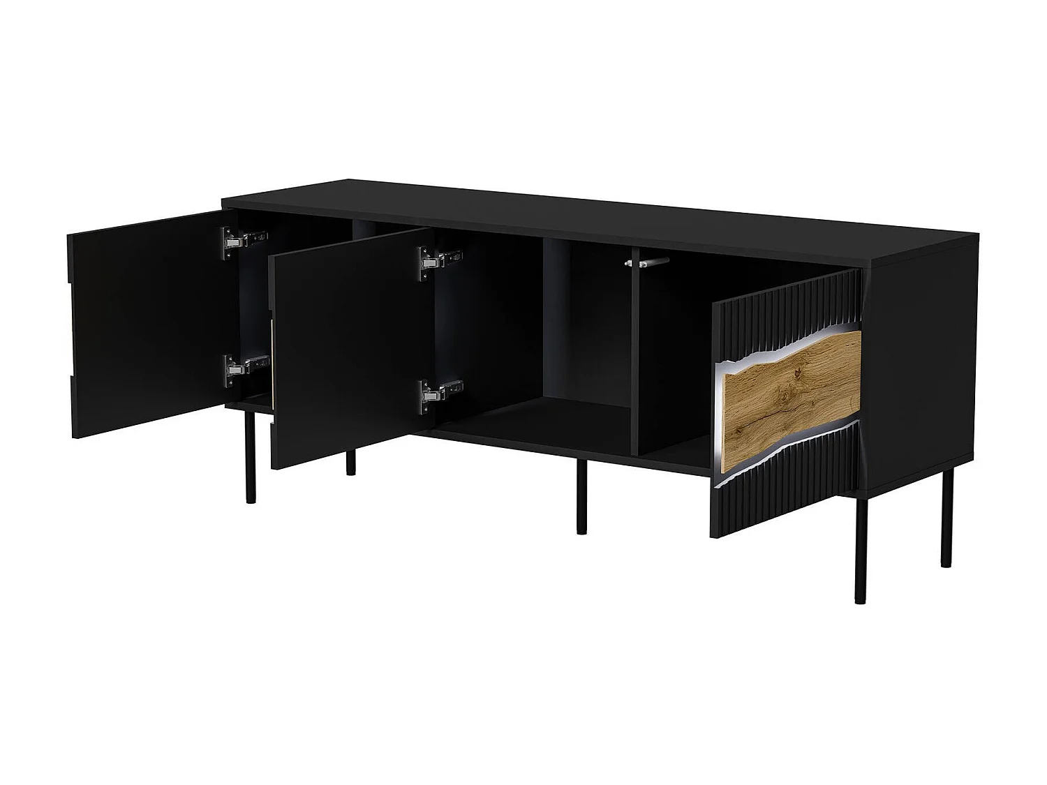 Meuble TV Vizela, une étagère, 40x143,5x61,5h cm Noir