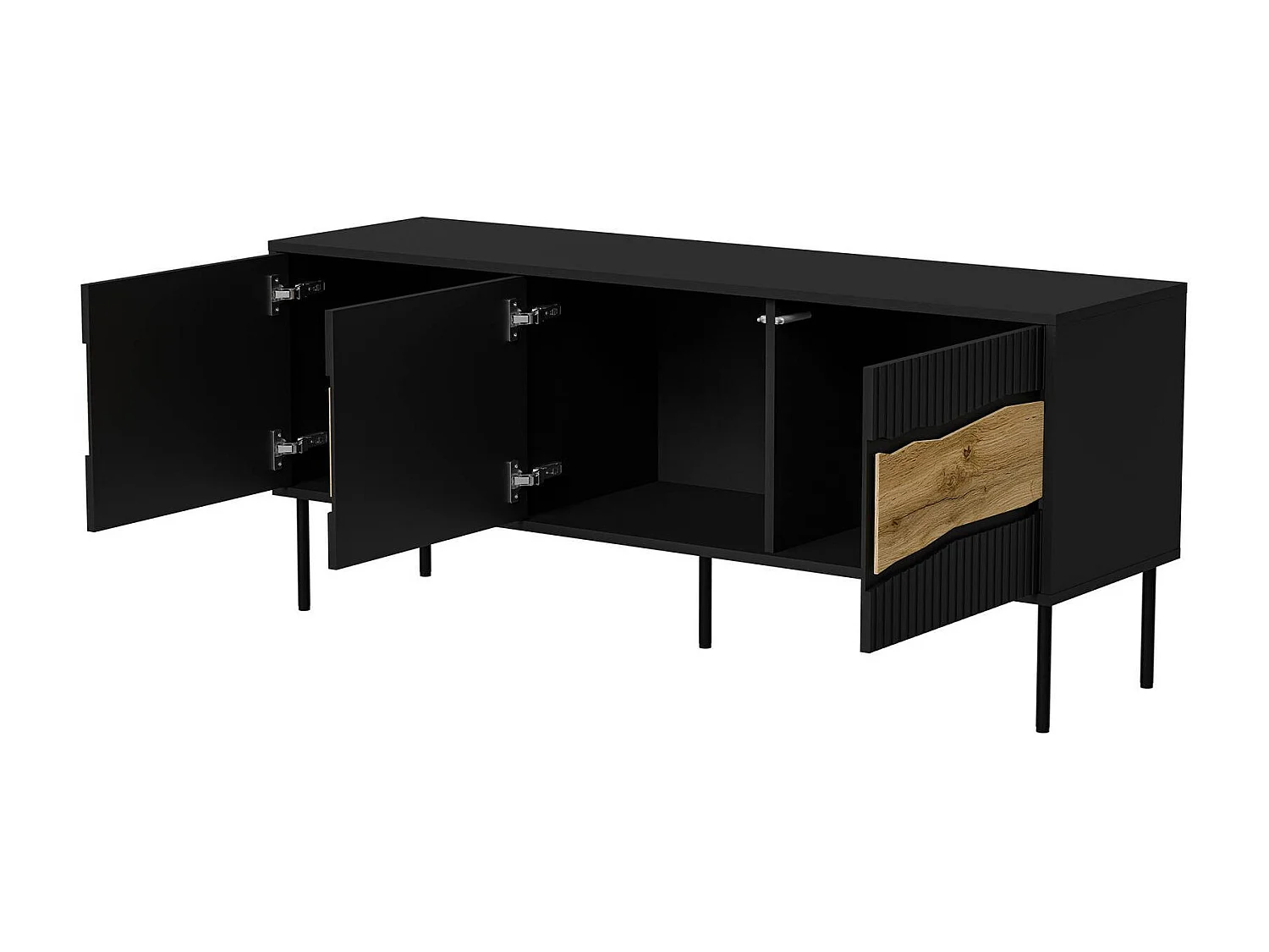 Meuble TV Vizela, une étagère, 40x143,5x61,5h cm Noir