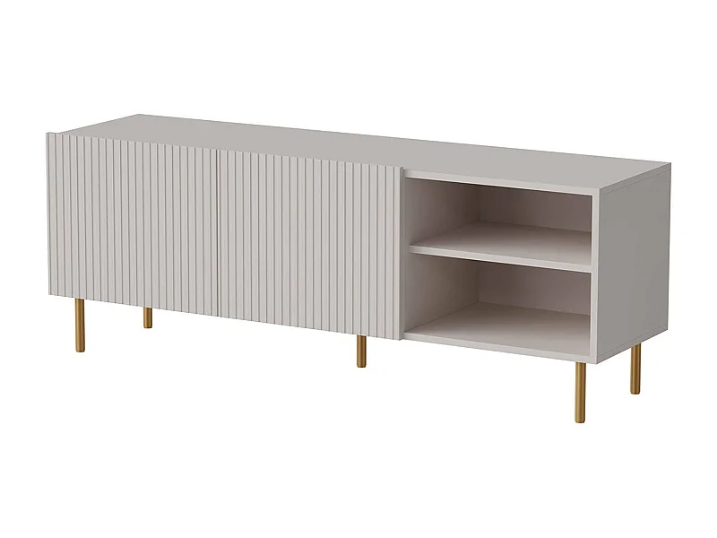 Mobile porta TV Magnano, Madia da salotto con quattro ante battenti, Rialzato da terra, 150x42 h52 cm, Beige