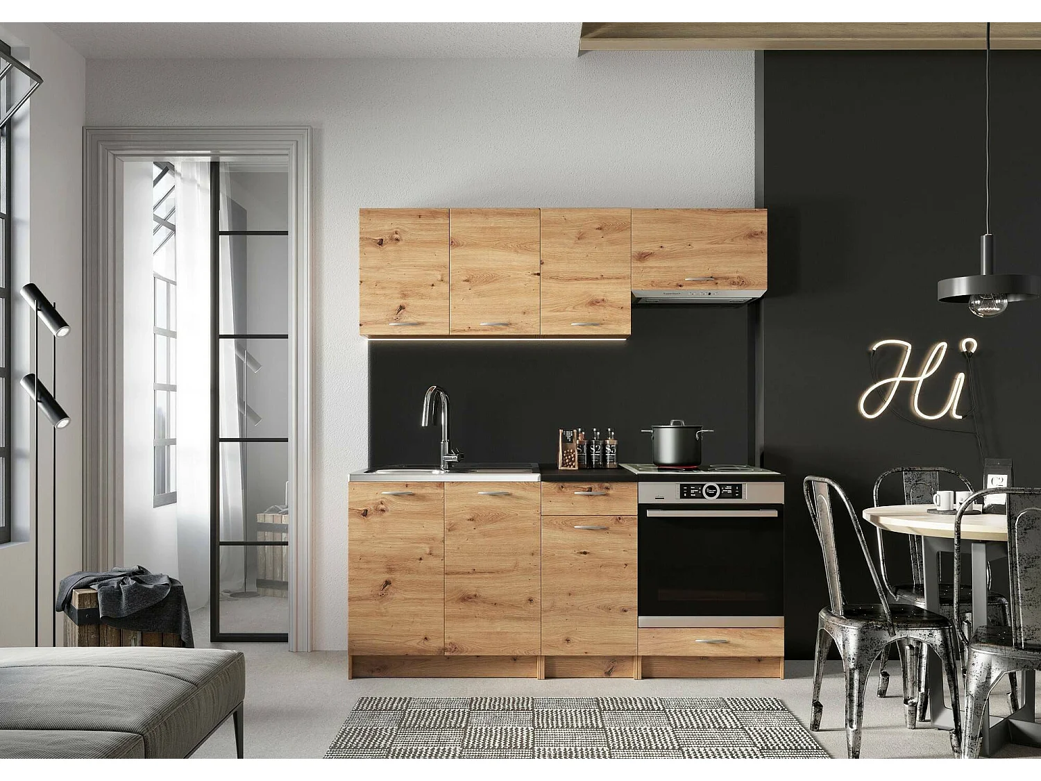 Cuisine Complète Graciosa, un Tiroir, Chêne Brun Nœuds