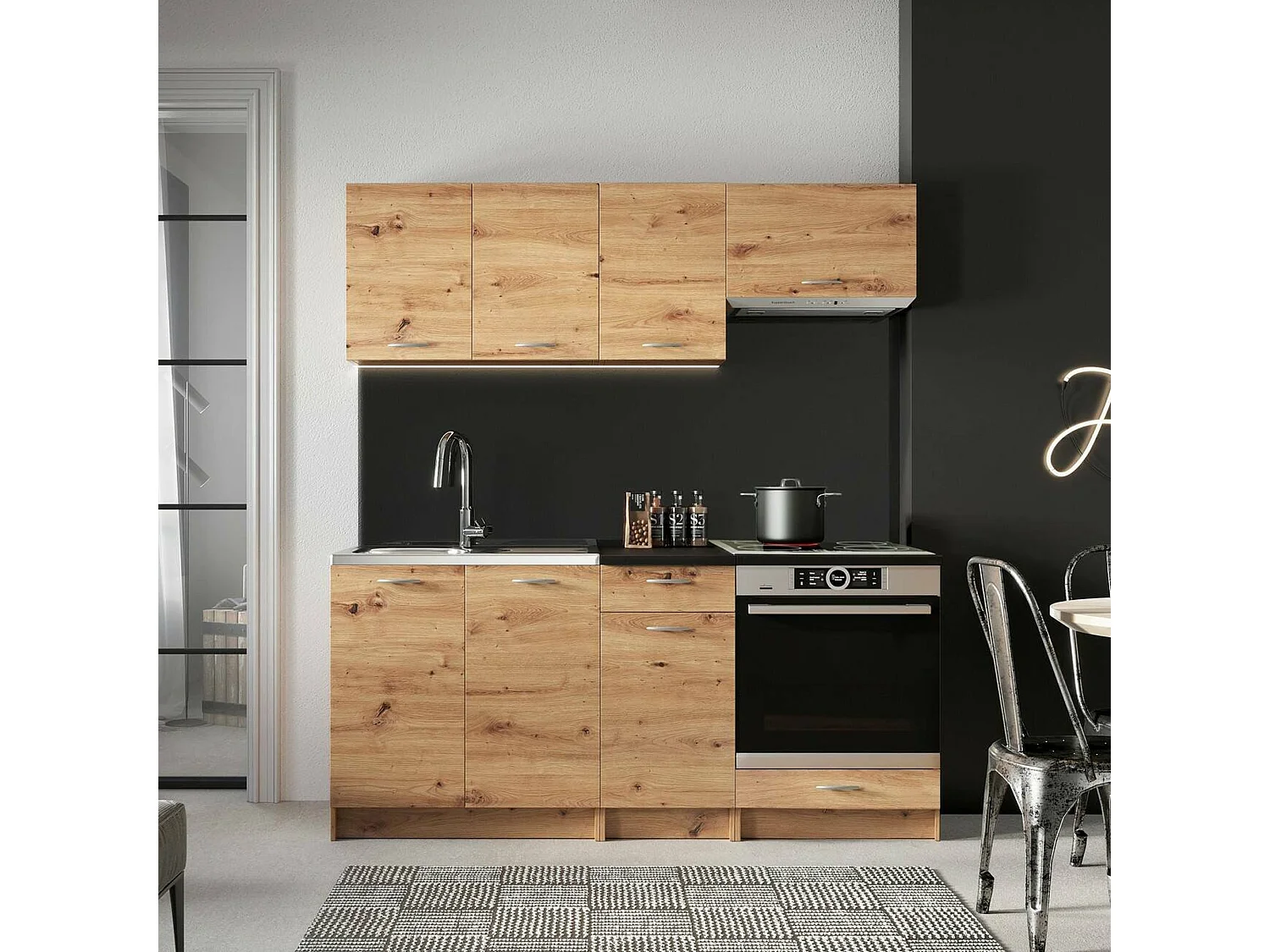 Cuisine Complète Graciosa, un Tiroir, Chêne Brun Nœuds