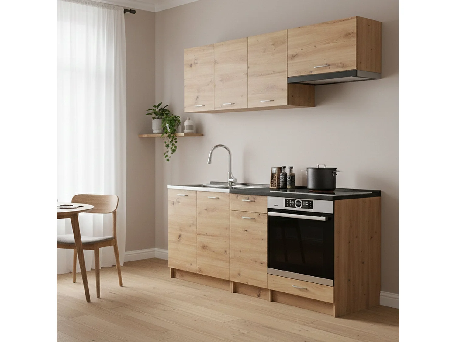 Cuisine Complète Graciosa, un Tiroir, Chêne Brun Nœuds