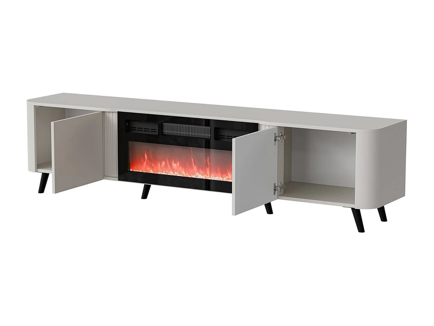 Meuble TV Tomar, 2 étagères, 40x190,5x58h cm Beige