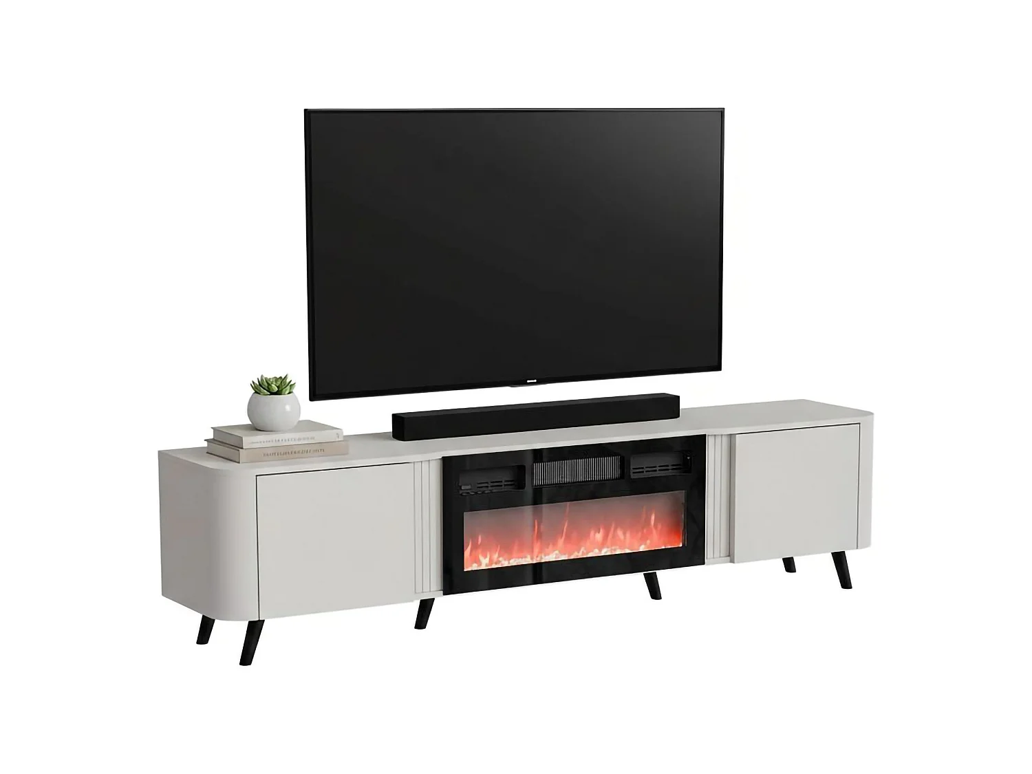 TV-meubel Vicino, 2 planken, 191x40x58h cm beige, 2 deuren, 2 vakken