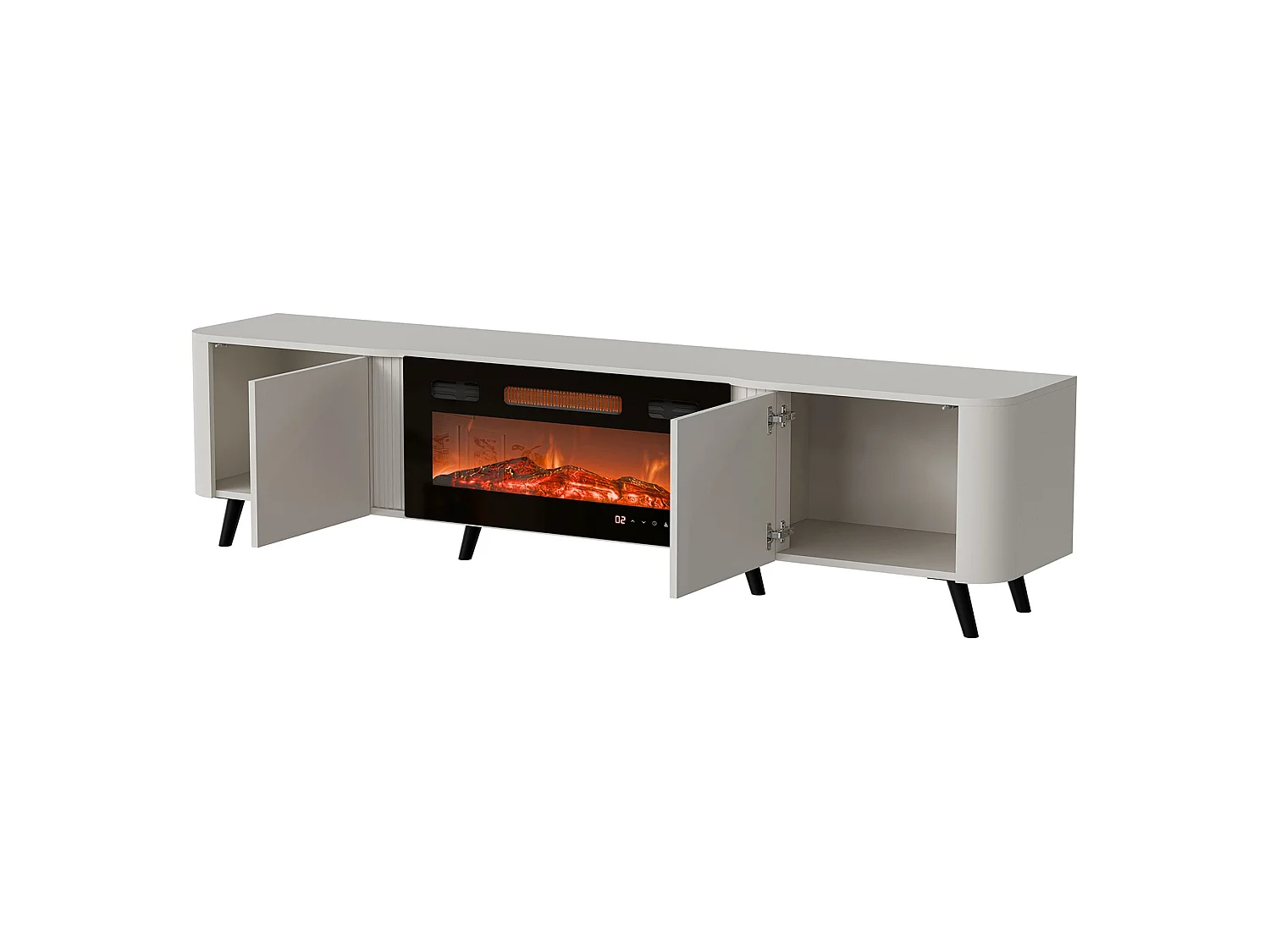 Meuble TV Tomar, 2 étagères, 40x190,5x58h cm Beige