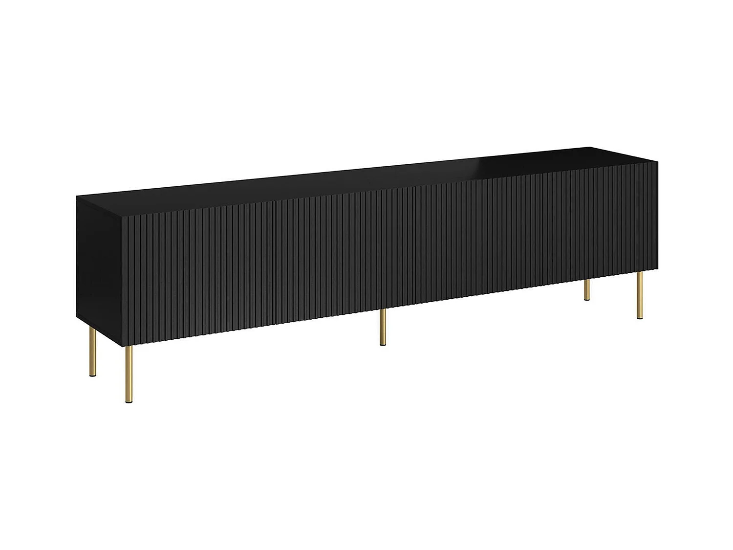 Meuble TV Ovar, 4 étagères, 42x200x52h cm Noir